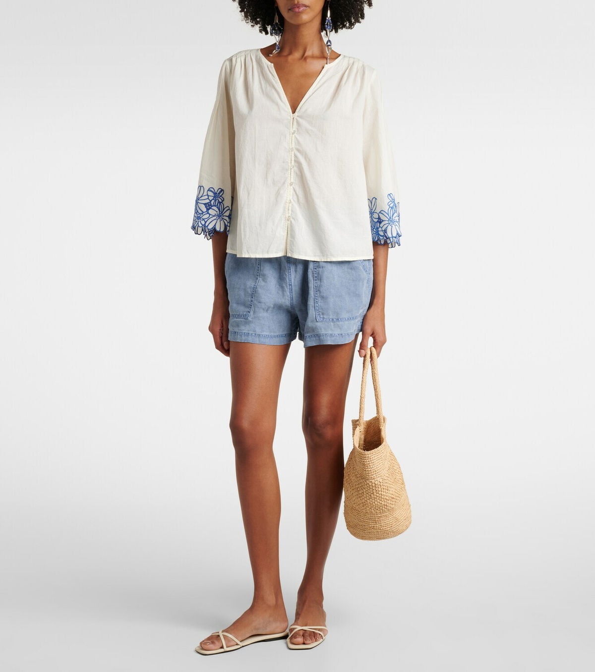 Velvet Blake embroidered cotton blouse