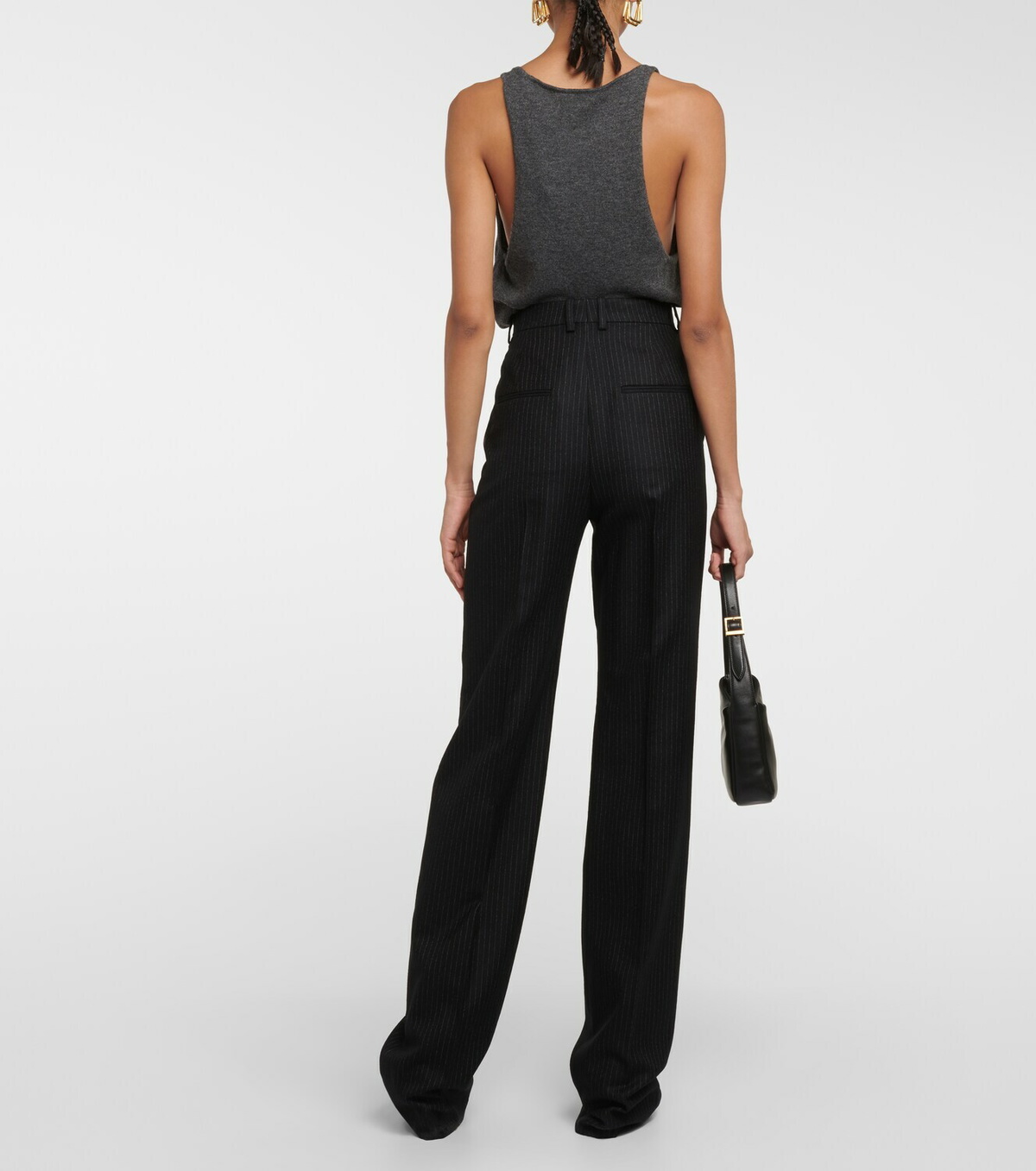 Saint Laurent Pinstripe high-rise wool wide-leg pants Saint