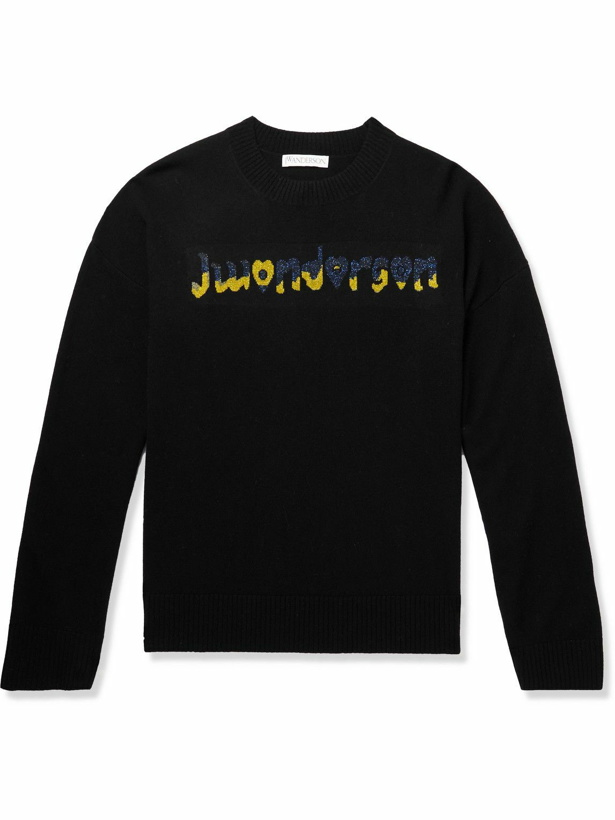 Photo: JW Anderson - Run Hany Metallic Logo-intarsia Wool-Blend Sweater - Black