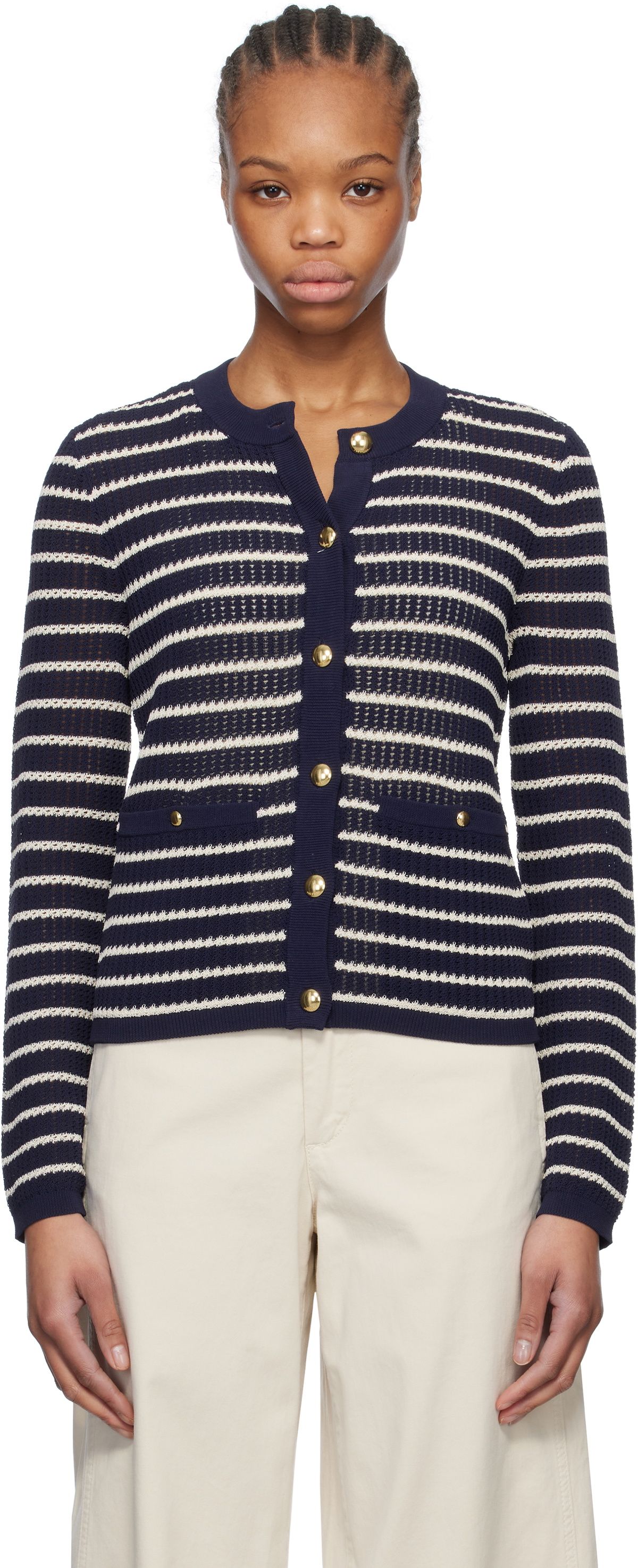 rag & bone Navy Viola Stripe Cardigan
