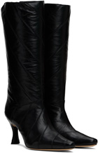 BY FAR Black Steph Creased Leather Boots