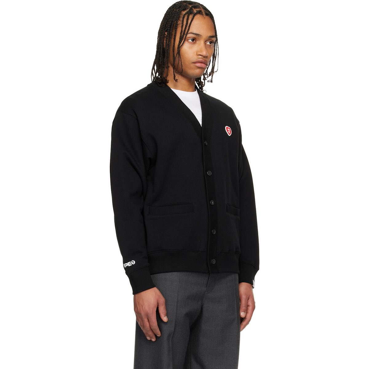 AAPE by A Bathing Ape Black 'AAPENOW' Heart Moonface Cardigan