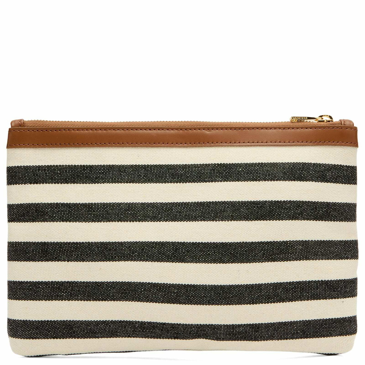 Anine Bing Women's Lili Stripe Pouch in Black/Natural Stripe 
