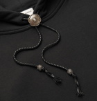 Saint Laurent - Bolo Tie Leather-Trimmed Loopback Cotton-Jersey Hoodie - Men - Black
