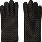 Bottega Veneta Black Intrecciato Leather Gloves