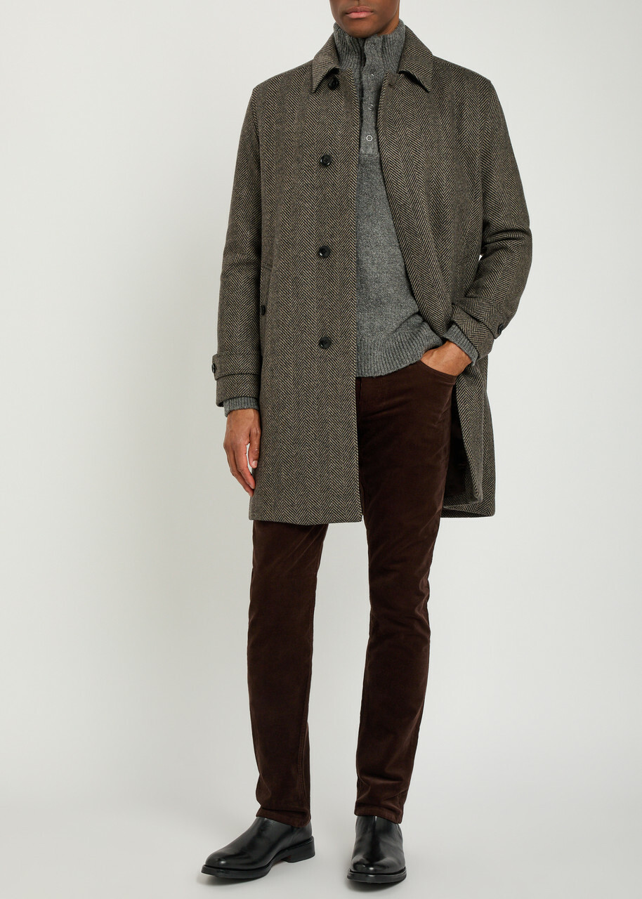 Paige Brunetti Herringbone Wool-blend Coat Brown