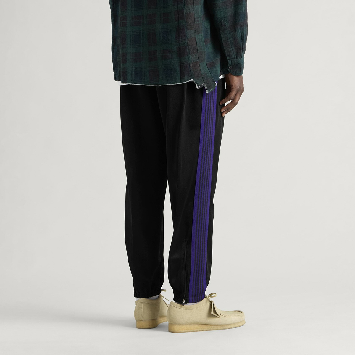 Needles Men's Poly Smooth Zipped Track Pants in Black