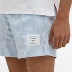 Thom Browne Men's Seersucker Swim Short in Blue