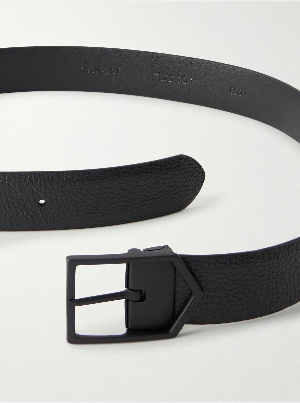 Canali - 3.5cm Full-Grain Leather Belt - Black