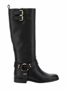 TwinSet Black Buckle Boots In Leather Woman