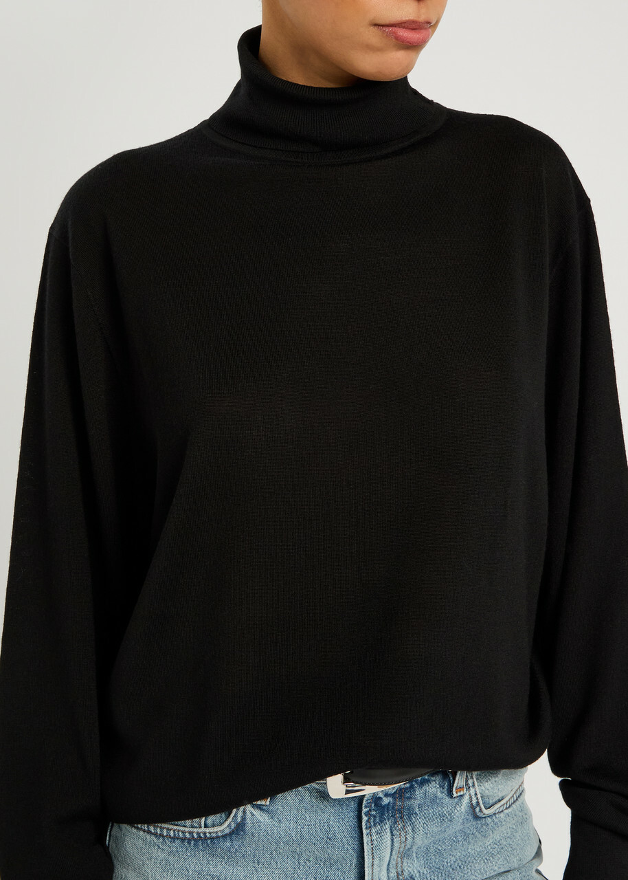 Toteme Turtle-neck Fine-knit Wool Jumper Black