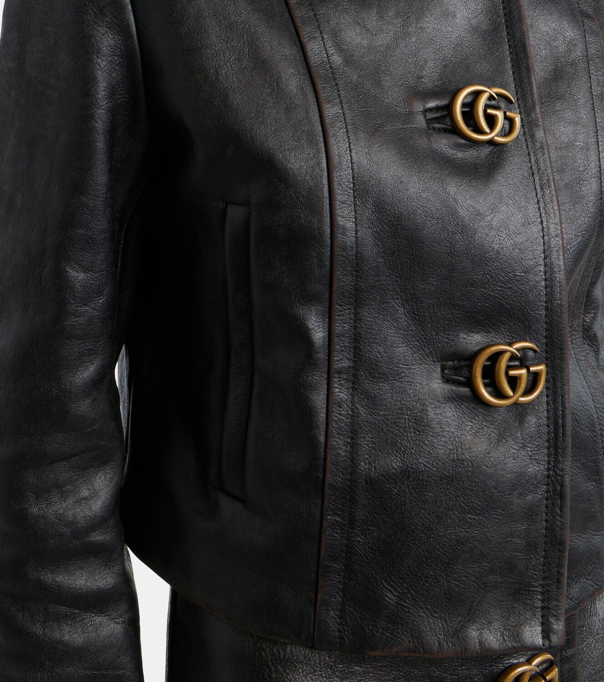 Gucci Double G leather jacket