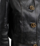 Gucci Double G leather jacket