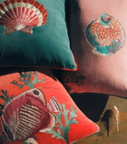 Les-Ottomans Embroidered cotton velvet cushion