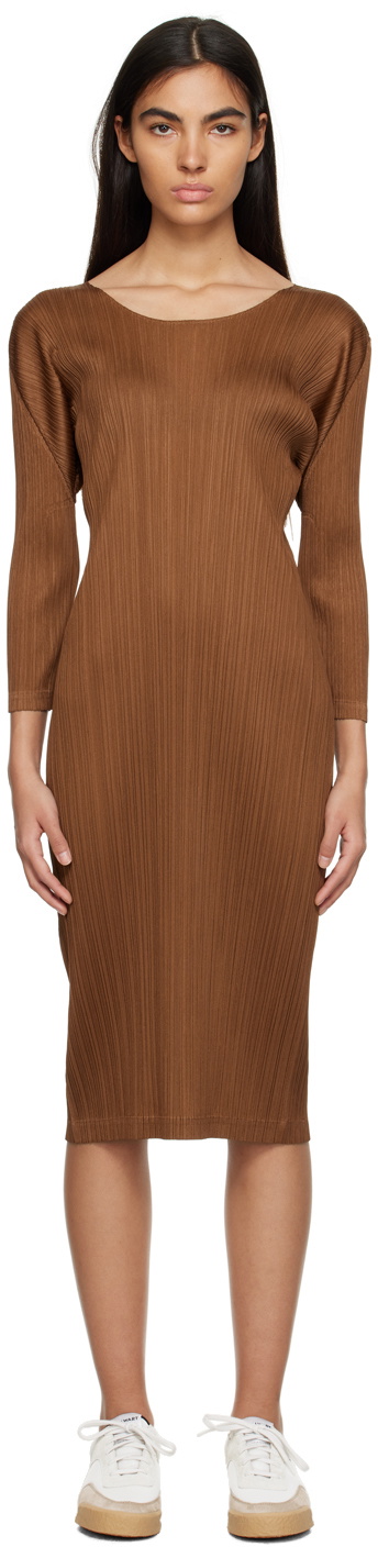 Pleats Please Issey Miyake Brown Monthly Colors February Midi Dress ...