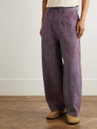 Story mfg. - Document Straight-Leg Panelled Organic Cotton-Canvas Trousers - Purple