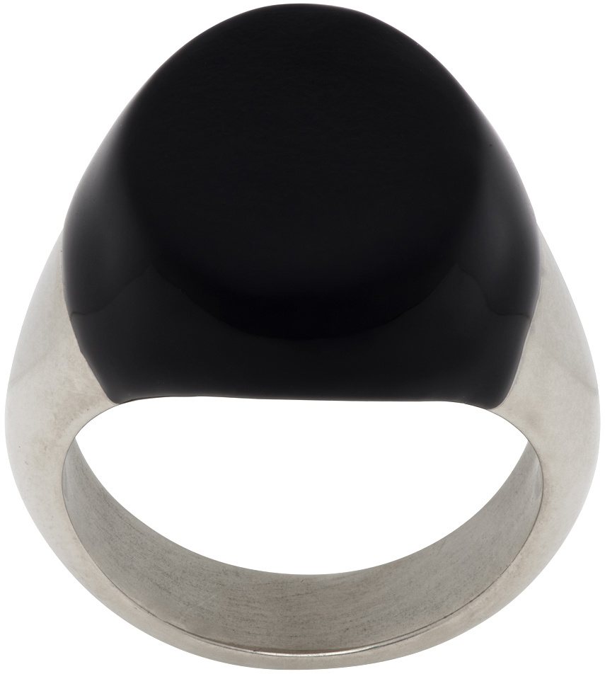 MM6 Maison Margiela Black & Silver Brass Ring
