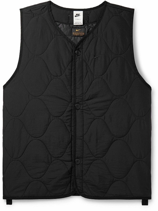 Photo: Nike - Logo-Embroidered Quilted Padded Ripstop Gilet - Black