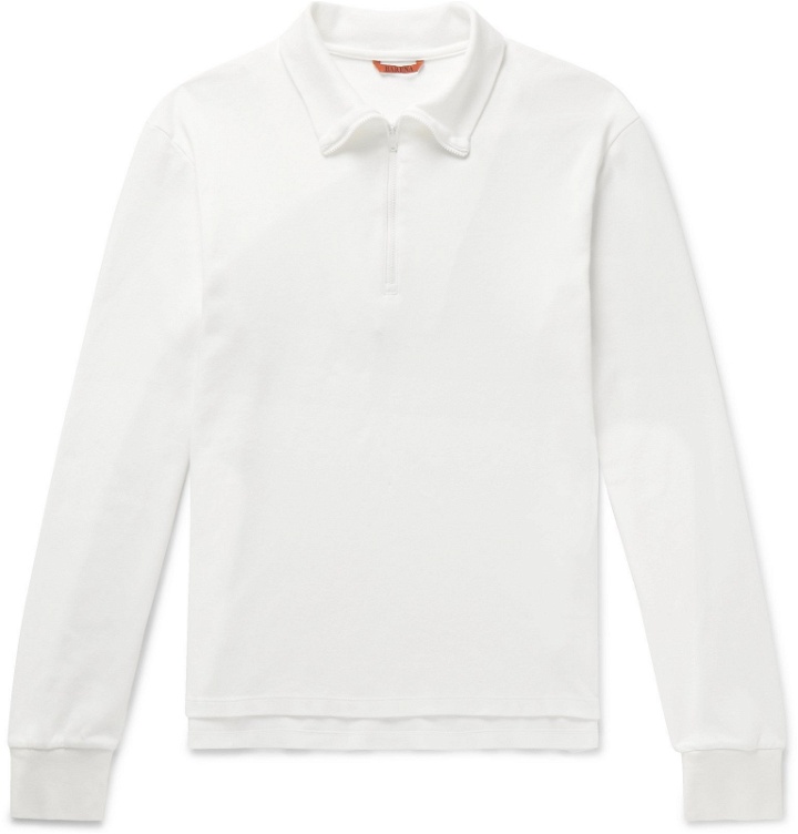 Photo: Barena - Slim-Fit Cotton-Jersey Half-Zip Sweatshirt - White