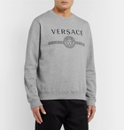 Versace - Logo-Print Mélange Loopback Cotton-Jersey Sweatshirt - Gray