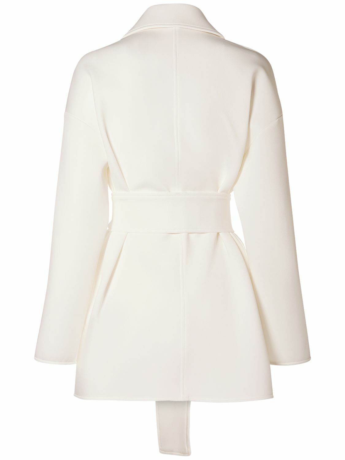 MAX MARA - Rauche Belted Neoprene Jersey Short Coat Max Mara