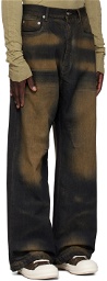 Rick Owens DRKSHDW Indigo & Brown Geth Jeans
