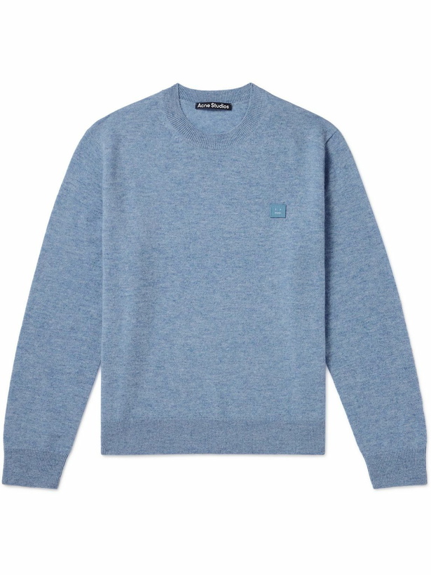 Photo: Acne Studios - Kalon Logo-Appliquéd Wool Sweater - Blue