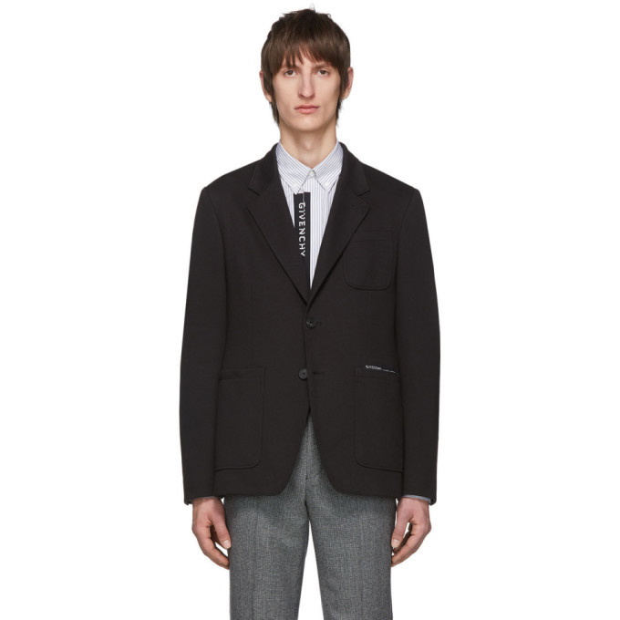 Photo: Givenchy Black Jersey Notched Lapel Blazer