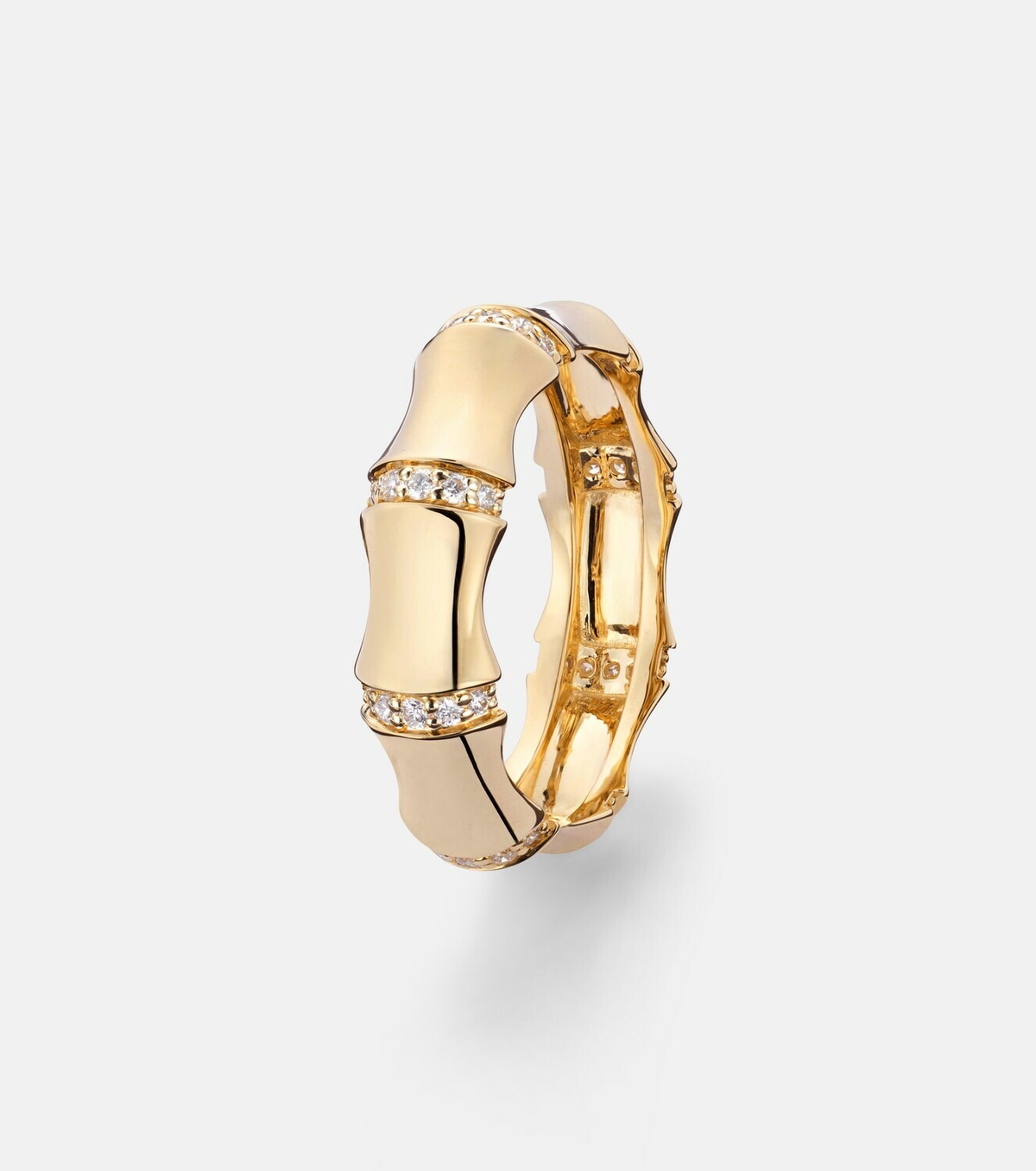 Stone and Strand Bamboo Resort 14kt gold (585/1000) ring with diamonds