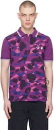 BAPE Purple Fred Perry Edition Camo Polo