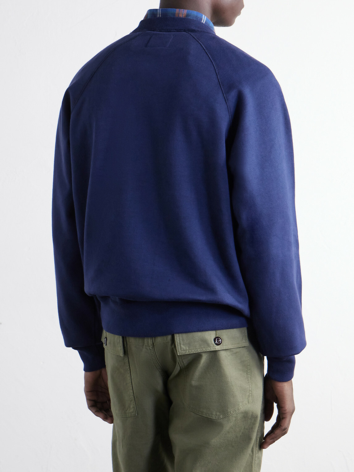Drake's - Garment-Washed Cotton-Jersey Sweatshirt - Blue