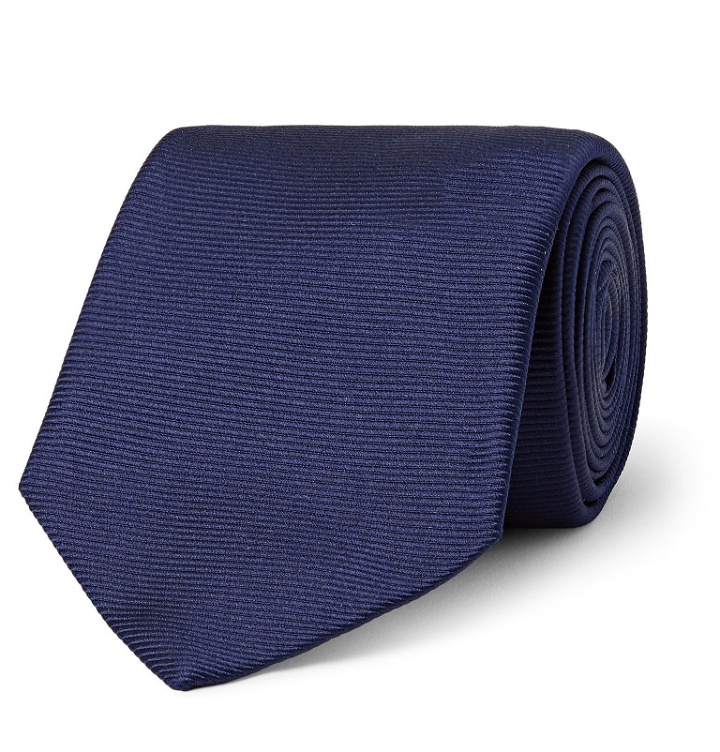 Photo: Turnbull & Asser - 8cm Ribbed Silk Tie - Blue