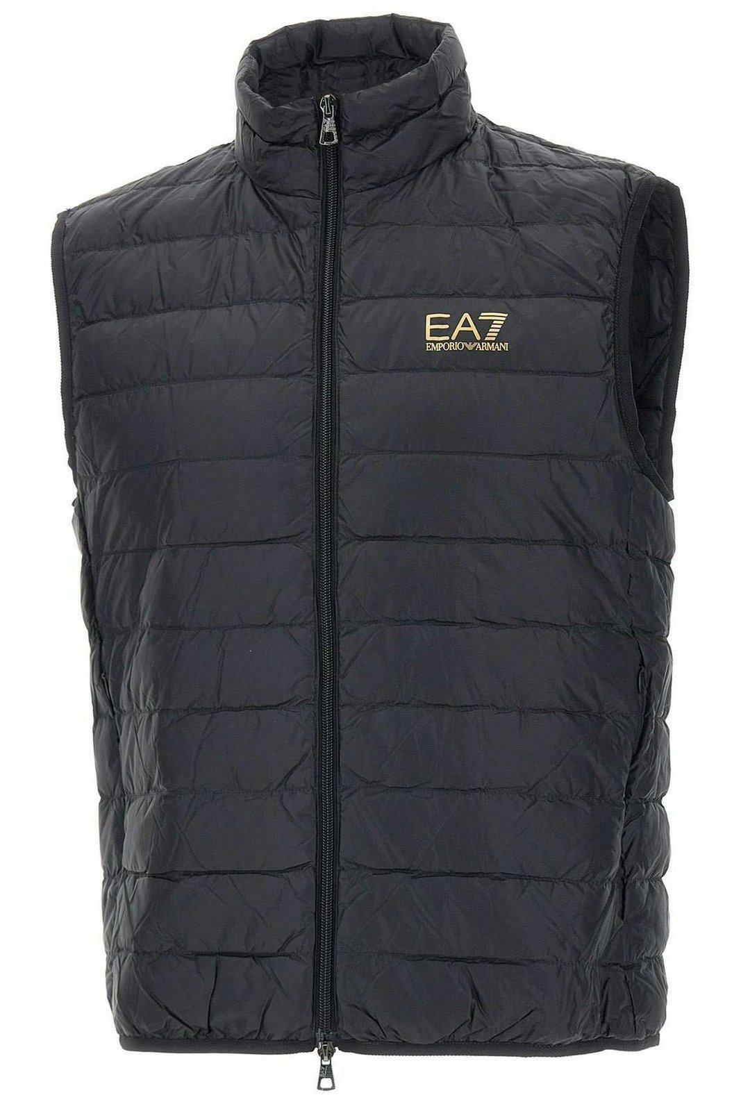 EA7 Logo Printed Quilted Padded Gilet