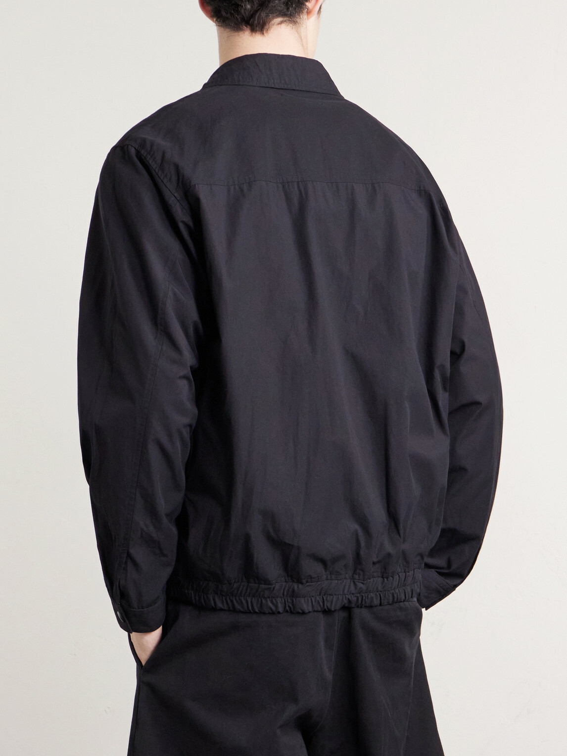 ATON - Cotton-Blend Gabardine Harrington Jacket - Black