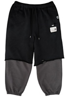 Maison mihara yasuhiro Shorts-layered Distressed Cotton Sweatpants Black