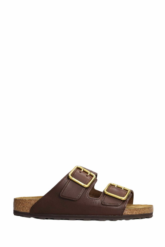 Photo: Birkenstock Arizona Bold Flats In Brown Leather