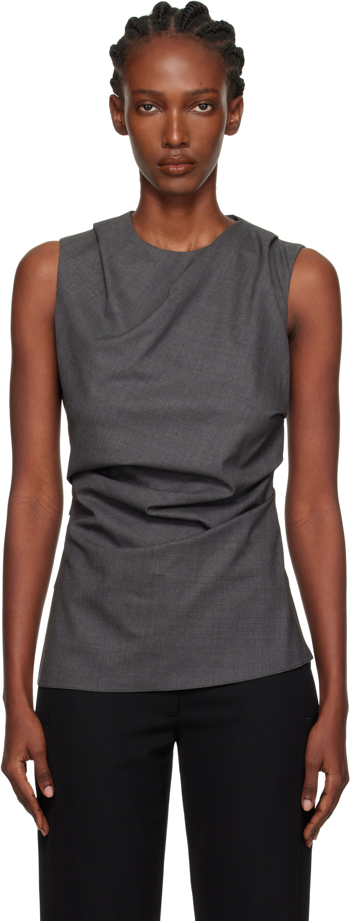 Róhe Gray Sleeveless Twisted Top