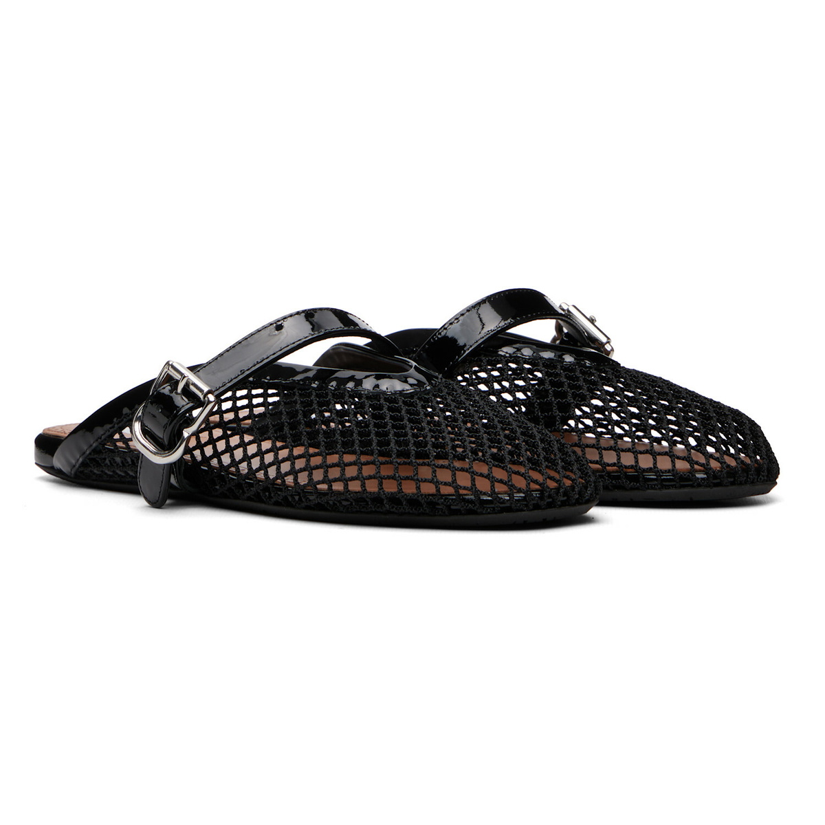ALAÏA Black Fishnet Mule Ballerina Flats
