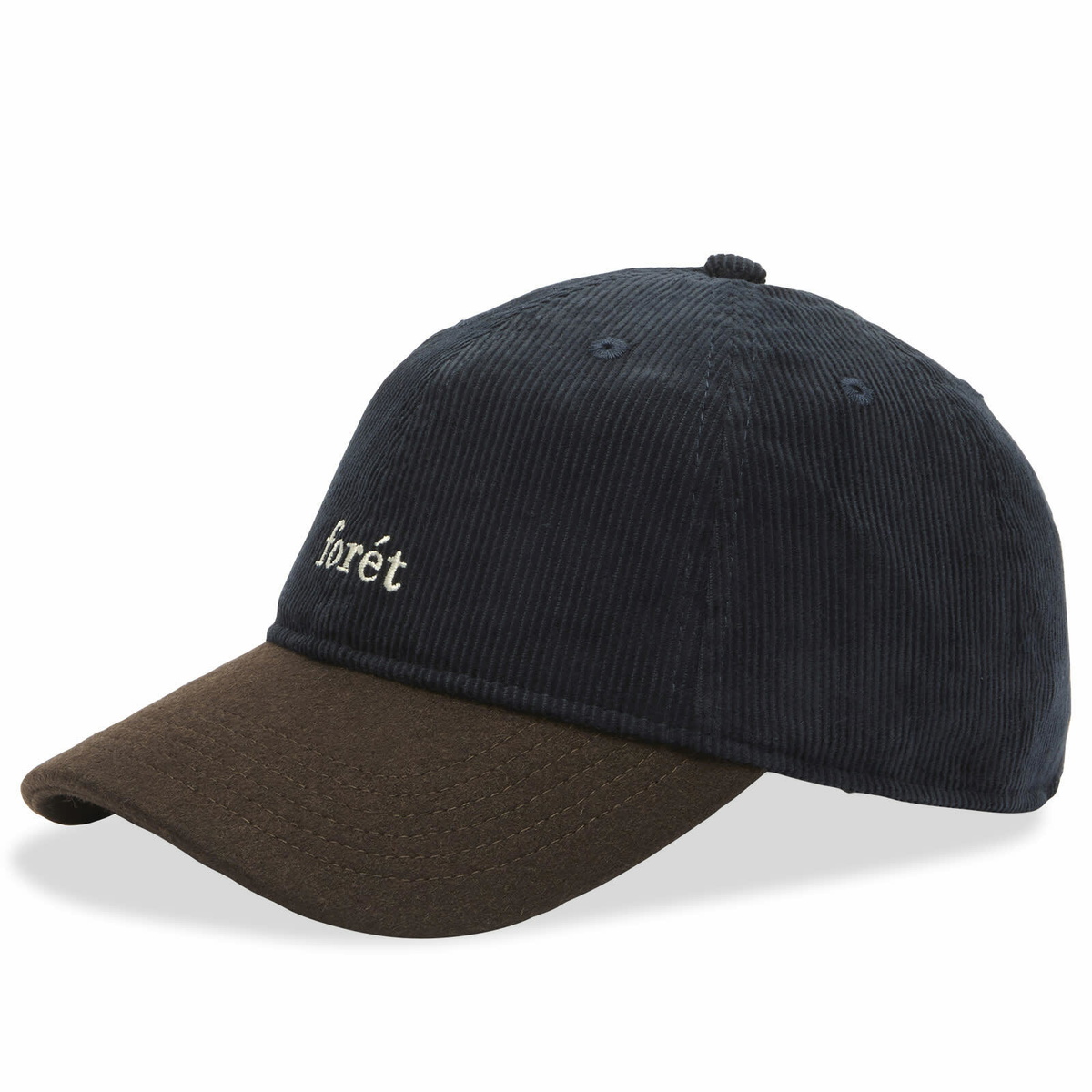 Foret Men's Hawk Corduroy Wool Cap in Navy/Brown 
