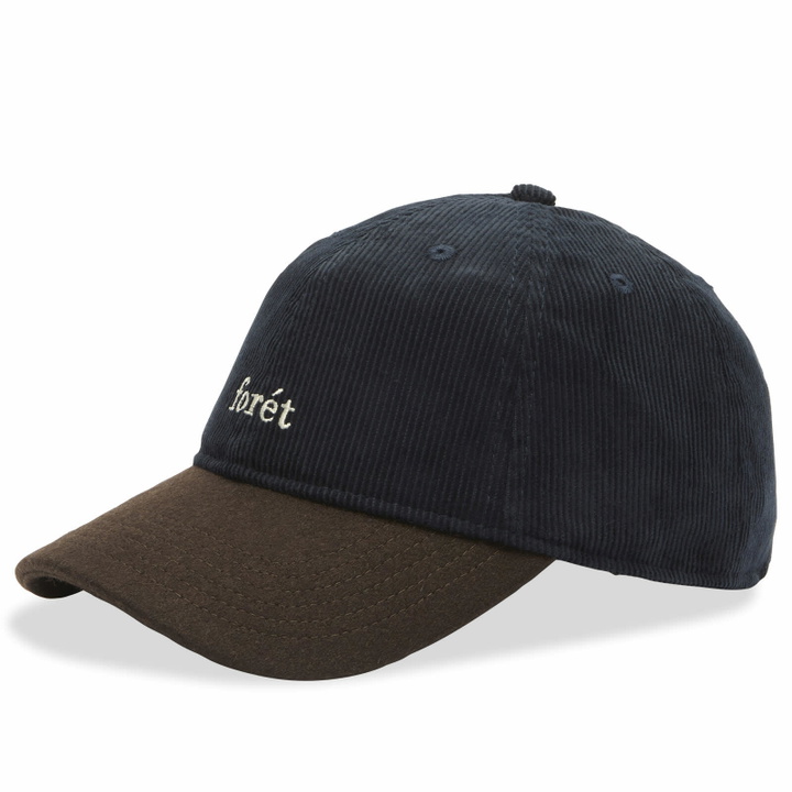 Photo: Foret Men's Hawk Corduroy Wool Cap in Navy/Brown 