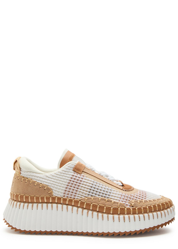 Photo: Chloe Nama Panelled Knitted Sneakers Beige