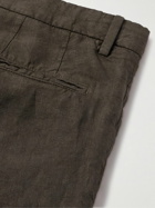 Boglioli - Straight-Leg Pleated Garment-Dyed Linen Trousers - Brown