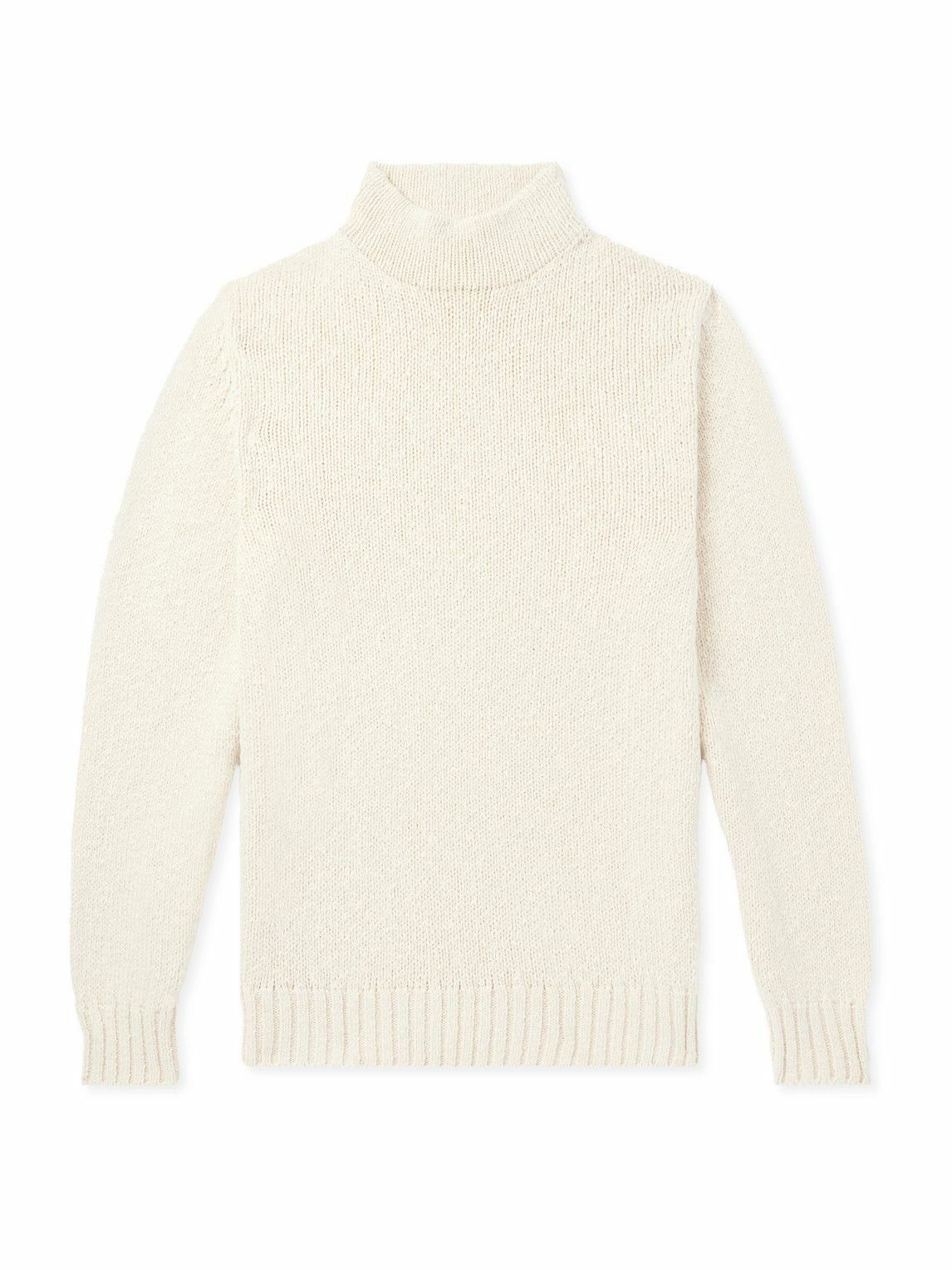 UMIT BENAN B - Ribbed Cotton and Cashmere-Blend Rollneck Sweater - Neutrals