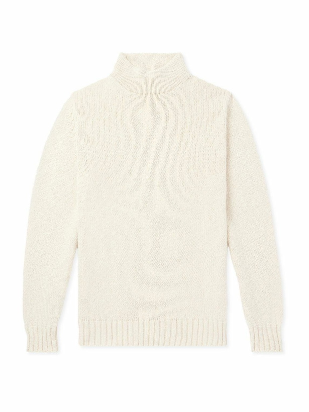 Photo: UMIT BENAN B - Ribbed Cotton and Cashmere-Blend Rollneck Sweater - Neutrals