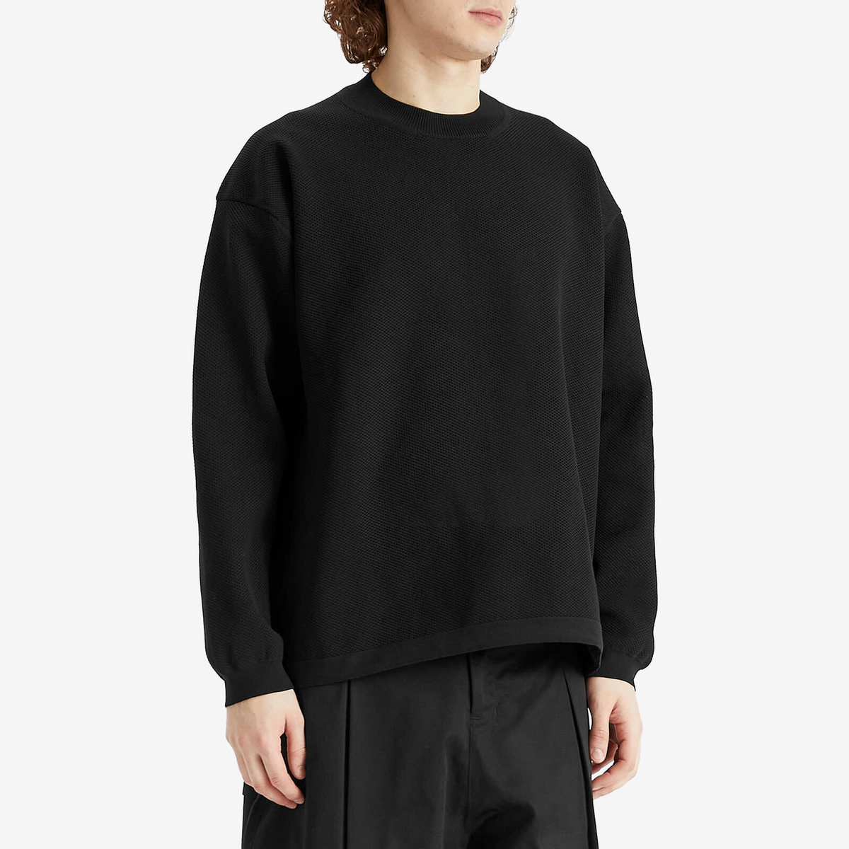 Comme des Garçons Homme Men's Mesh Pattern Crew Sweat in Black 1