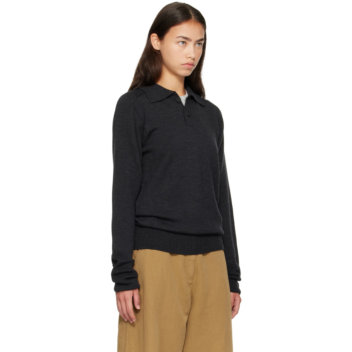 Studio Nicholson Gray Sark Knit Polo