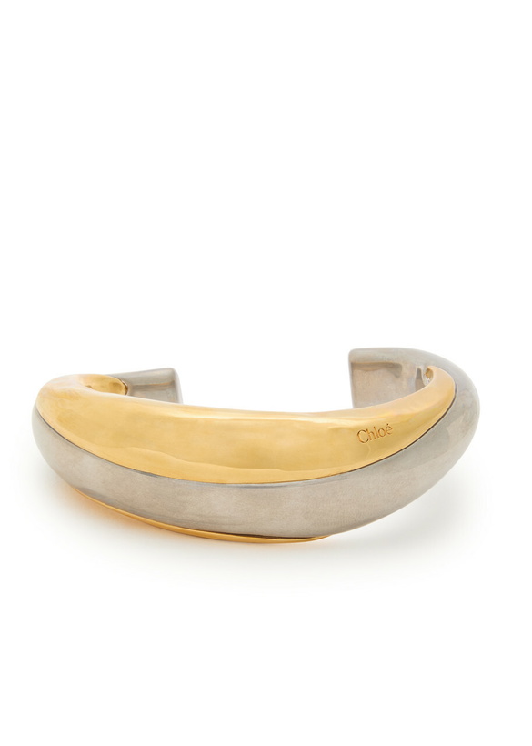 Photo: Chloe Glaze Sculpted Two-tone Brass Bracelet - Gold - One Size