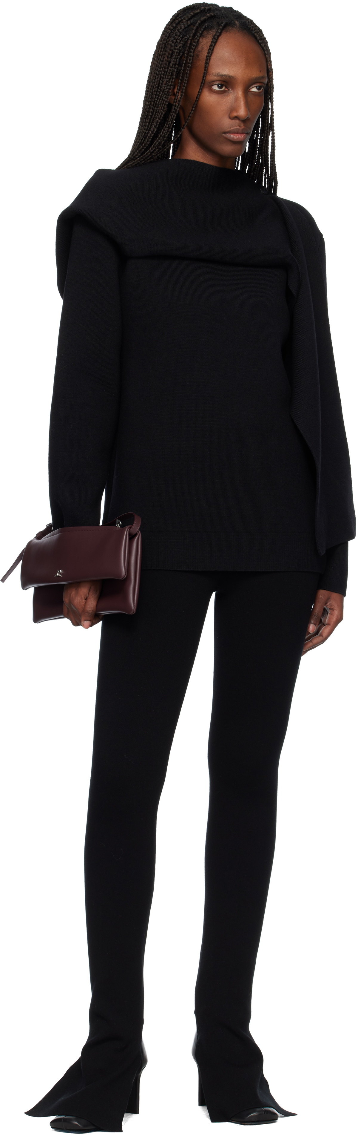 Courrèges Black Scarf Oversized Wool Sweater