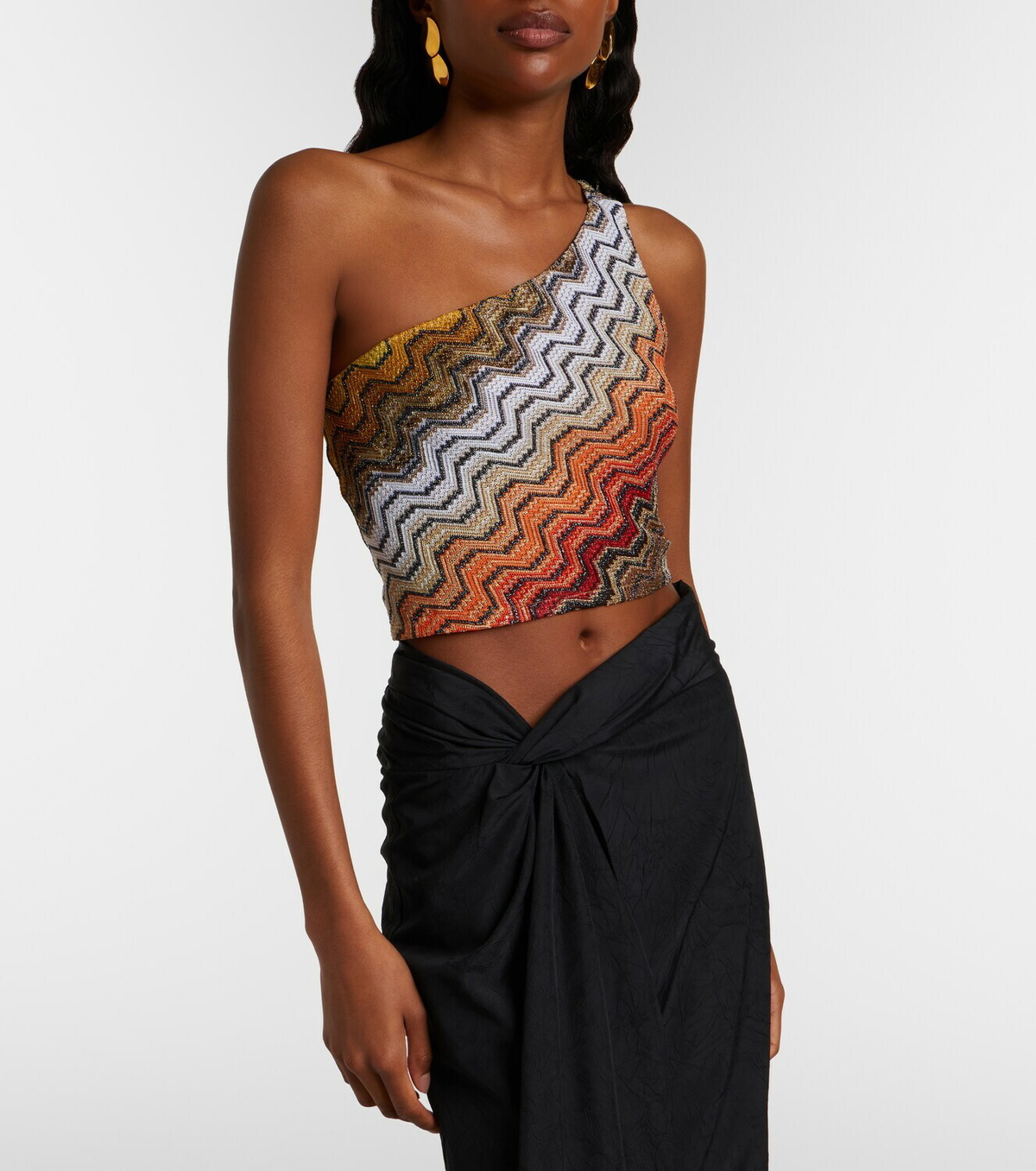 Missoni One-shoulder lamé crop top