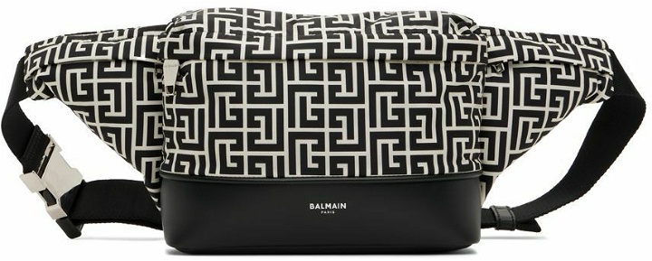 Photo: Balmain Black & White Maxi Monogram Belt Bag
